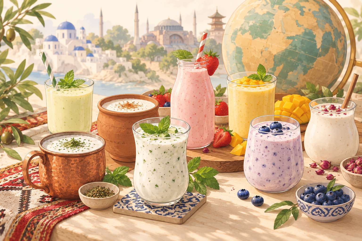 Drinking Yogurts Around the World — original Yogurt Atelier article illustration