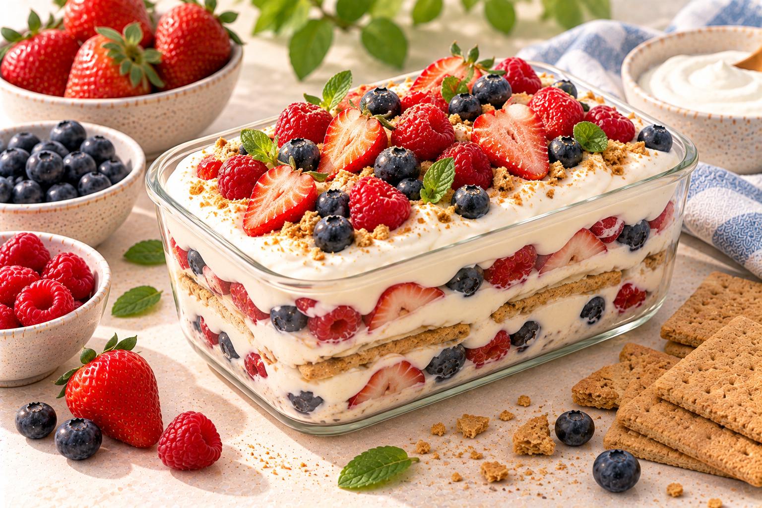 Berry Yogurt Icebox Cake — original Yogurt Atelier recipe illustration