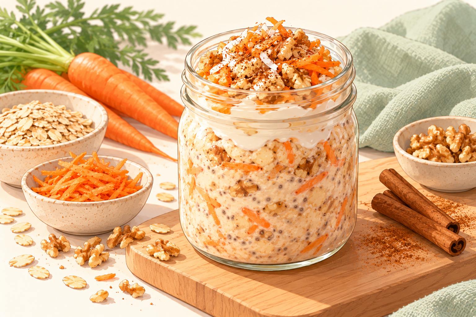 Carrot Cake Overnight Oats — original Yogurt Atelier recipe illustration