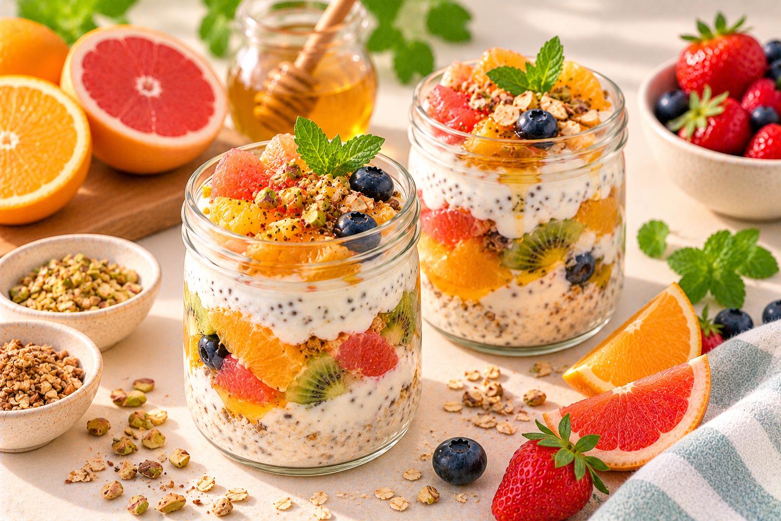 Citrus Honey Yogurt Fruit Jars — original Yogurt Atelier recipe illustration