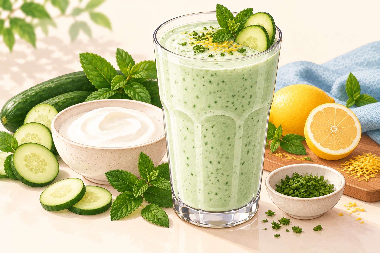 Cucumber Mint Yogurt Cooler — original Yogurt Atelier recipe illustration
