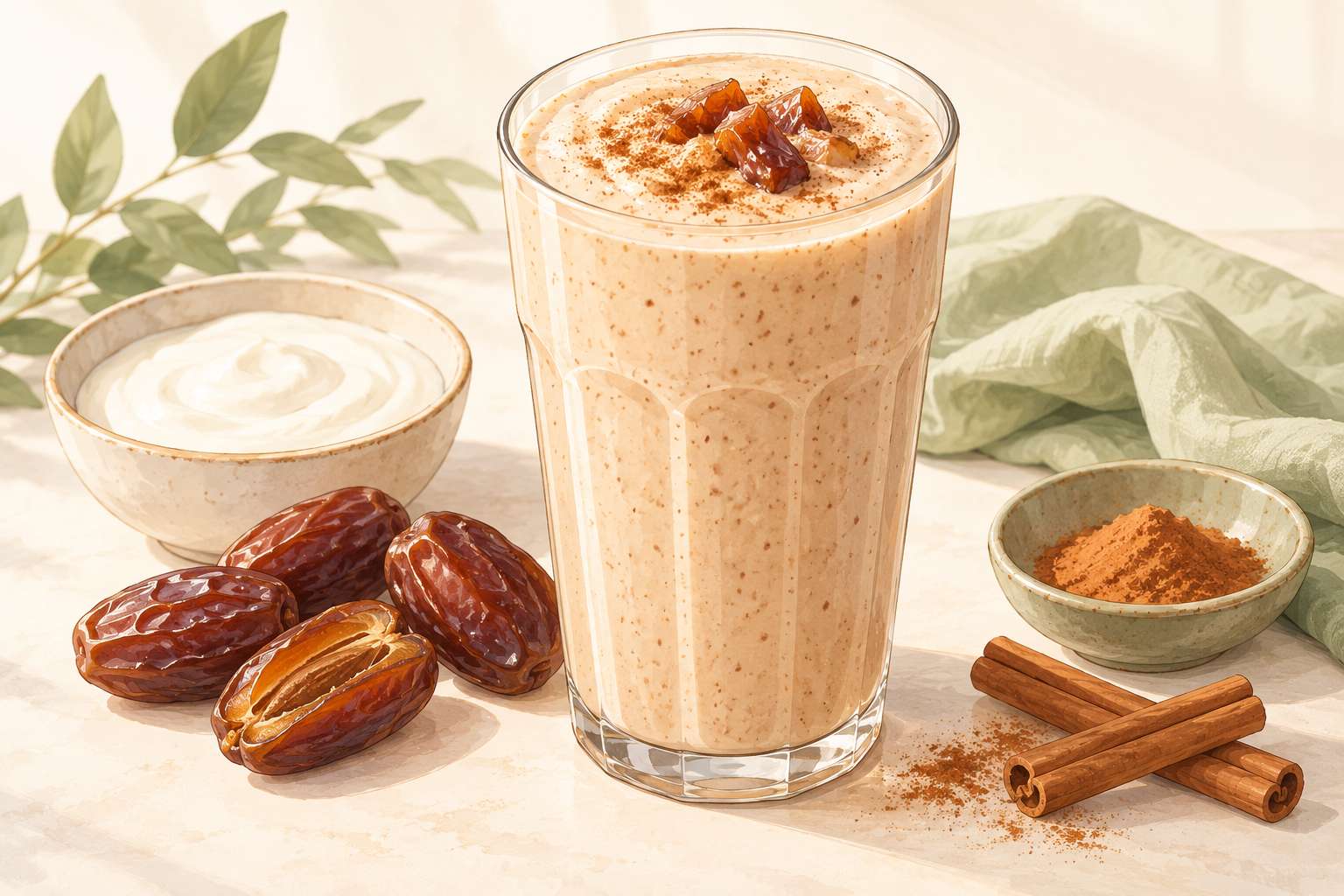 Date & Cinnamon Yogurt Smoothie — original Yogurt Atelier recipe illustration