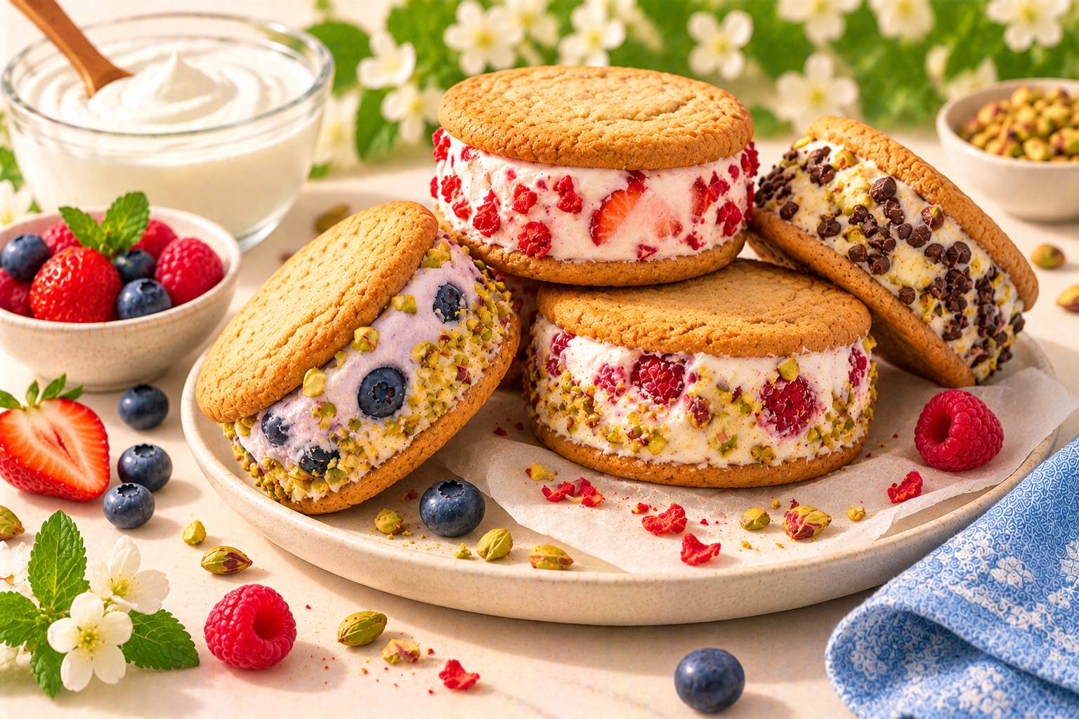 Frozen Yogurt Ice Cream Sandwiches — original Yogurt Atelier recipe illustration