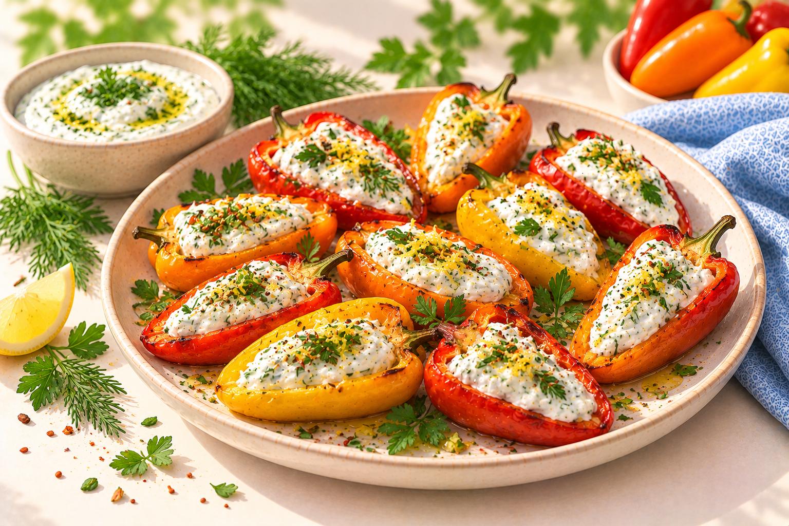 Herbed Yogurt Stuffed Mini Peppers — original Yogurt Atelier recipe illustration