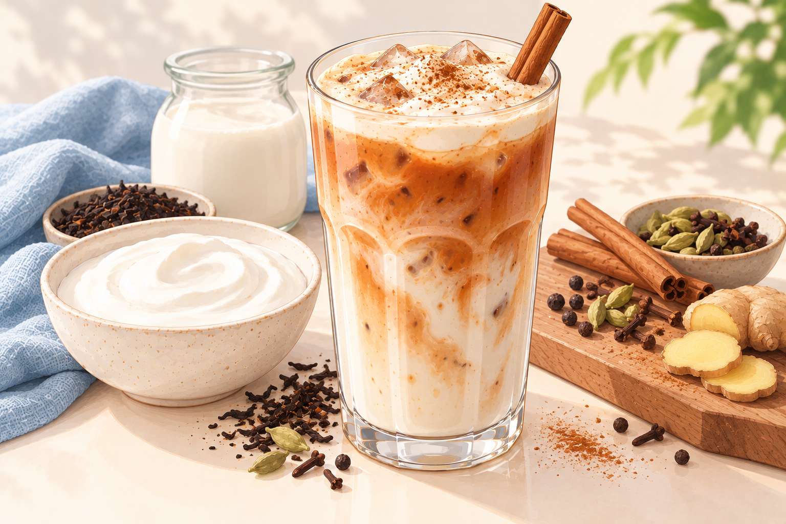 Iced Chai Yogurt Latte — original Yogurt Atelier recipe illustration