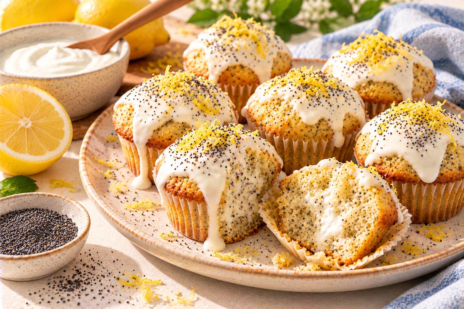 Lemon Poppy Seed Yogurt Muffins — original Yogurt Atelier recipe illustration