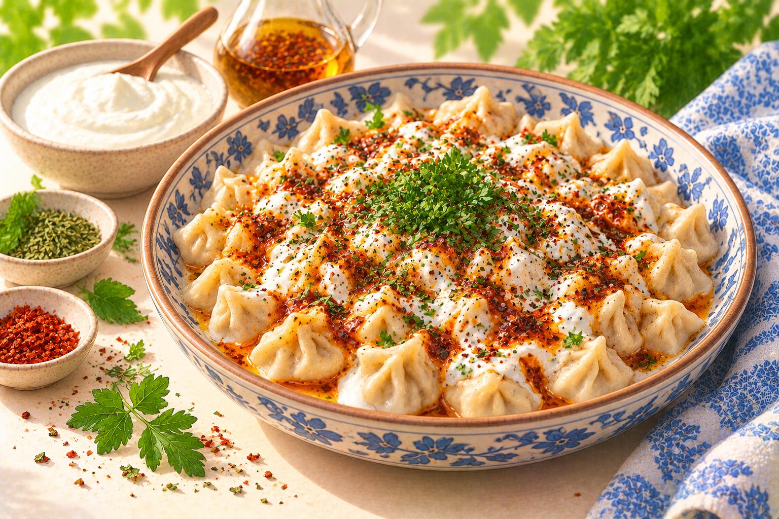 Turkish Manti — original Yogurt Atelier recipe illustration
