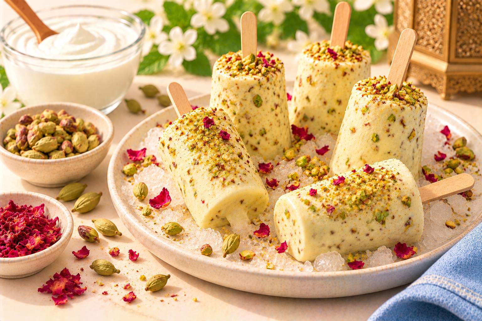 Pistachio Cardamom Yogurt Kulfi — original Yogurt Atelier recipe illustration
