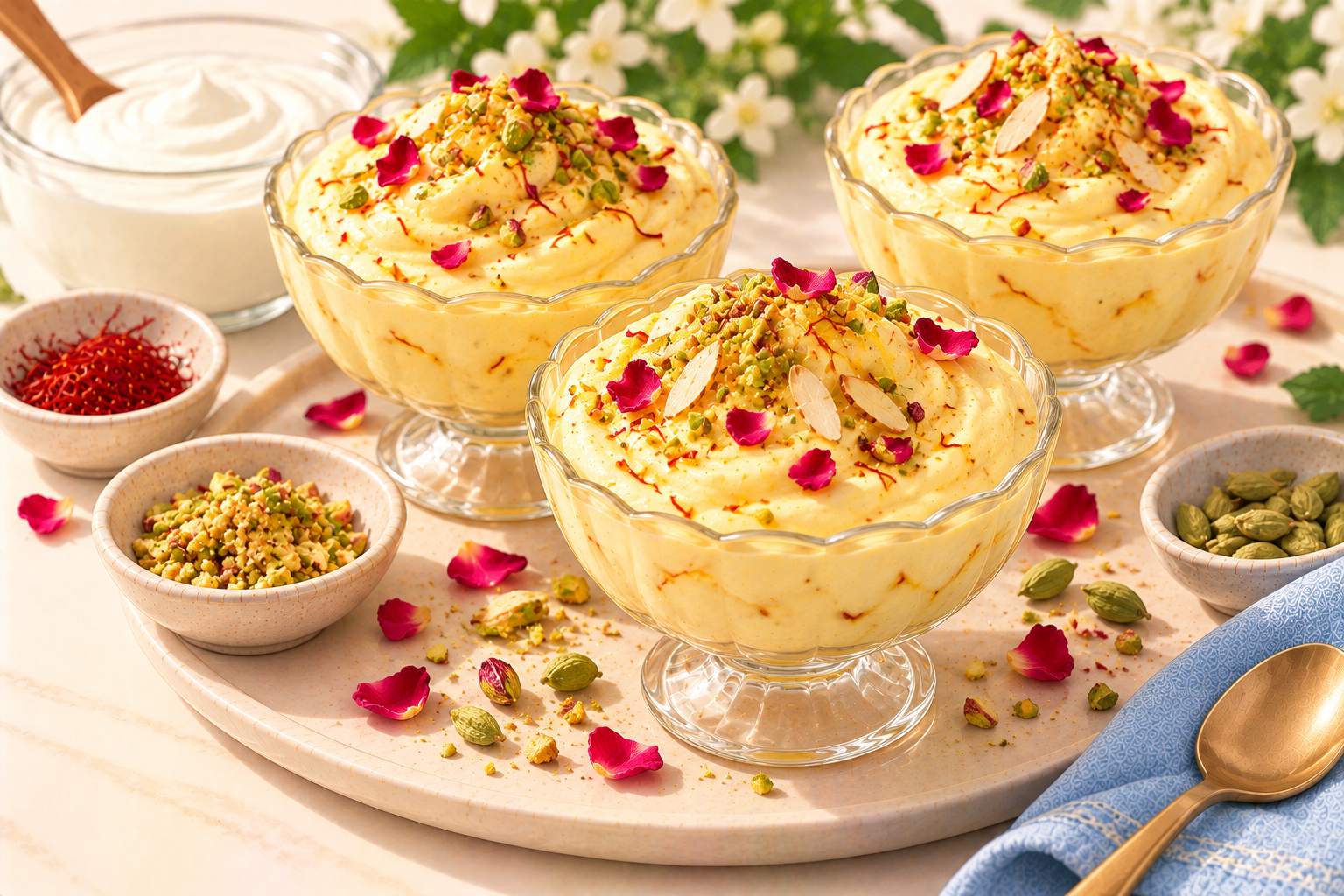 Saffron Cardamom Shrikhand — original Yogurt Atelier recipe illustration