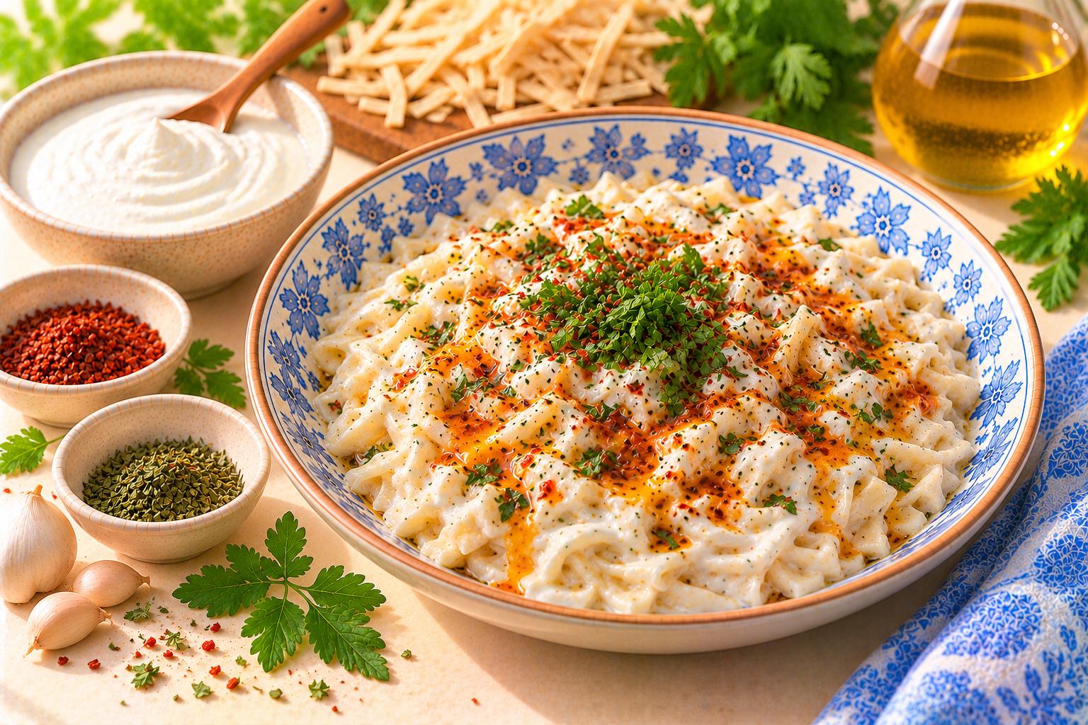 Egg Noodles with Yogurt — original Yogurt Atelier recipe illustration