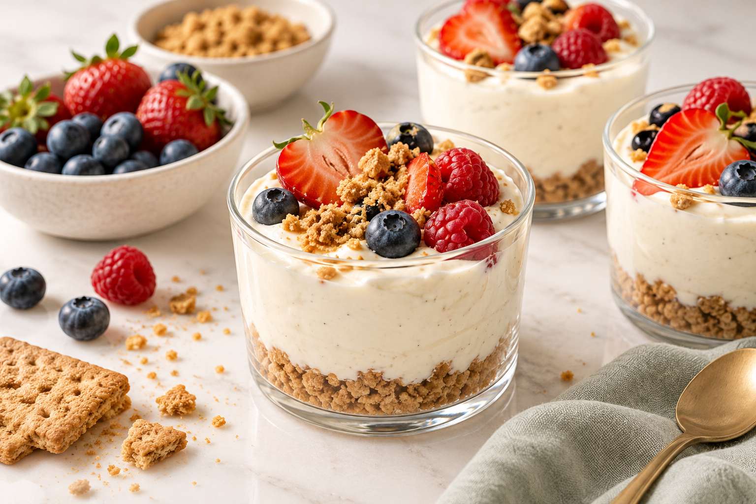 Vanilla Yogurt Cheesecake Cups — original Yogurt Atelier recipe illustration